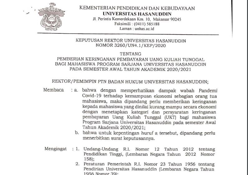 Keringanan pembayaran uang kuliah tunggal pada semester genap tahun akademik. Bantu Mahasiswa Terdampak Covid 19 Unhas Beri Keringanan Ukt Identitas Unhas