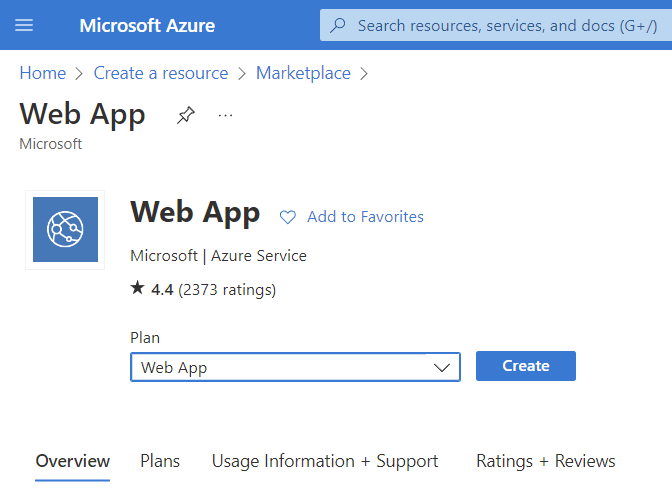 Create azure web app