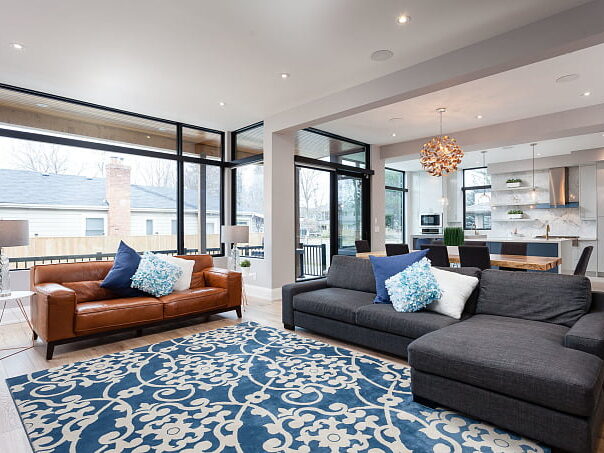 interior design of drawing room with big balcony