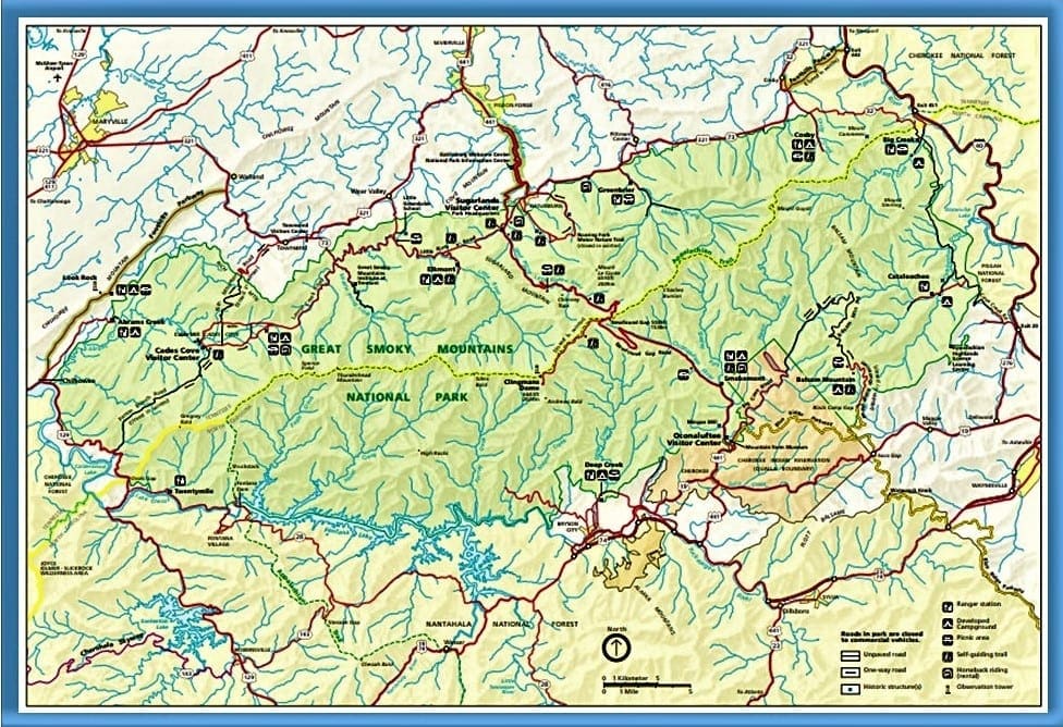 Great Smoky Mountains Maps NPMaps Com Great Smoky Mountains Regional GSMNP Park Map 