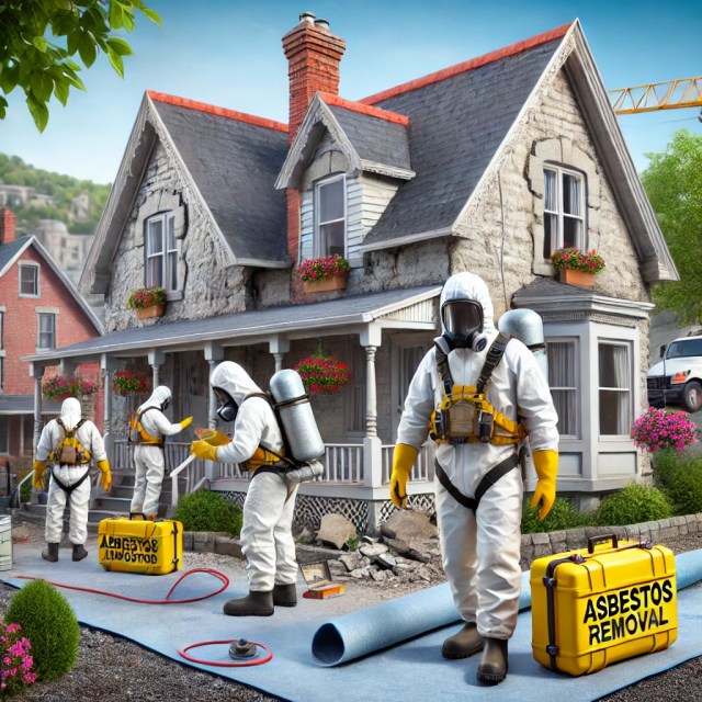 Asbestos removal in Rockland, Hawkesbury, and Almonte for safer homes Certified technicians performing asbestos removal in Rockland, Hawkesbury, and Almonte.