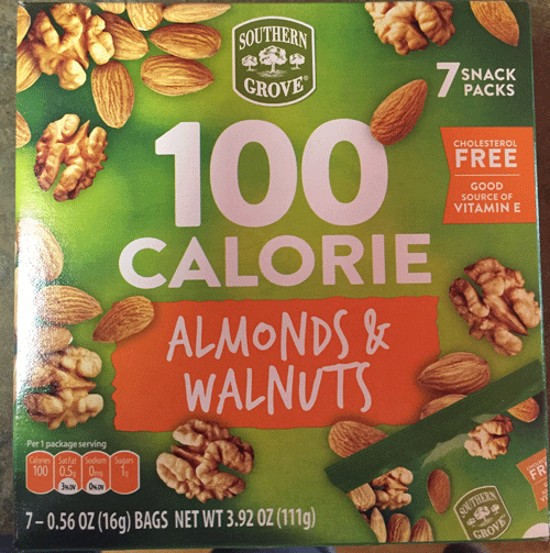 Almonds-Walnuts 100 calorie packs from Aldi