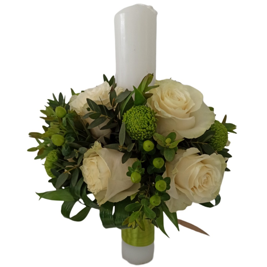 Lumanare scurta cununie din trandafiri