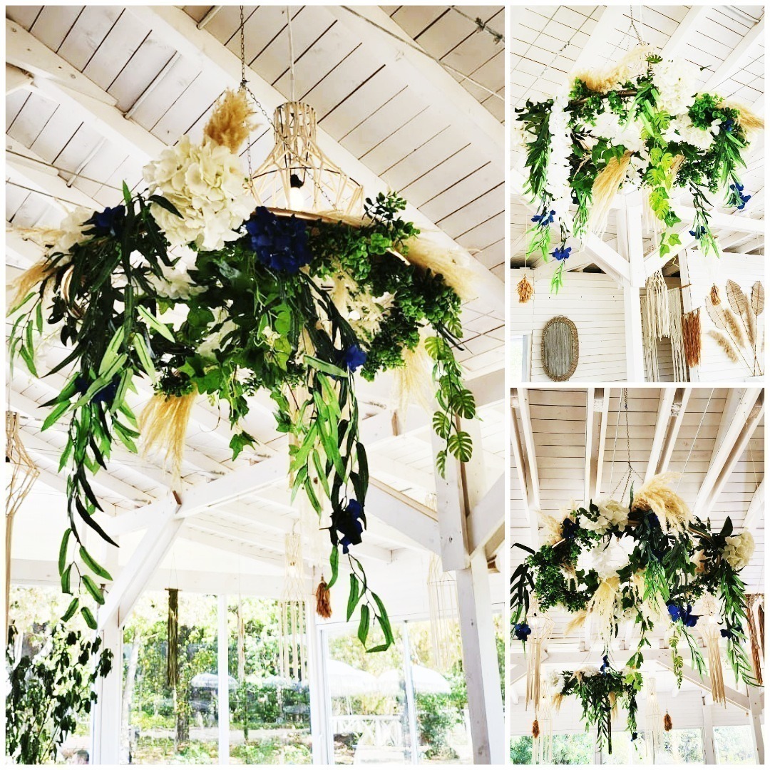 decor tavan cerc pampas si verdeata