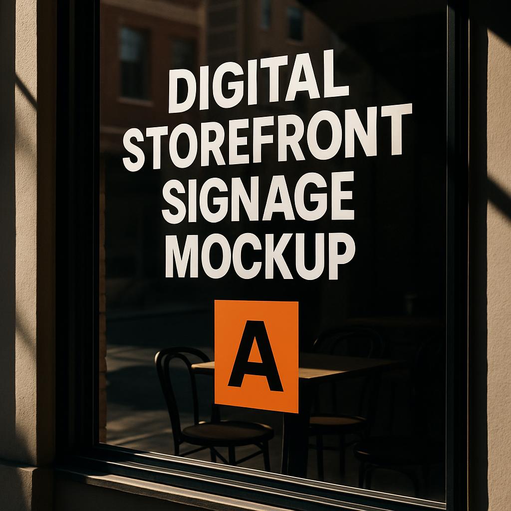 Digital storefront signage mockup.