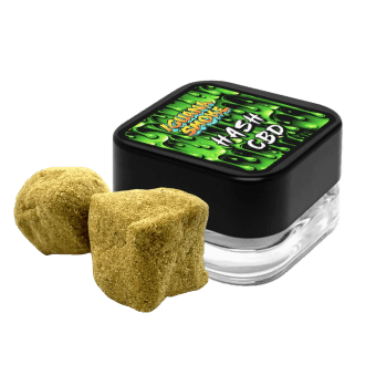 bote de hash de sabor lemon con etiqueta verde de CBD