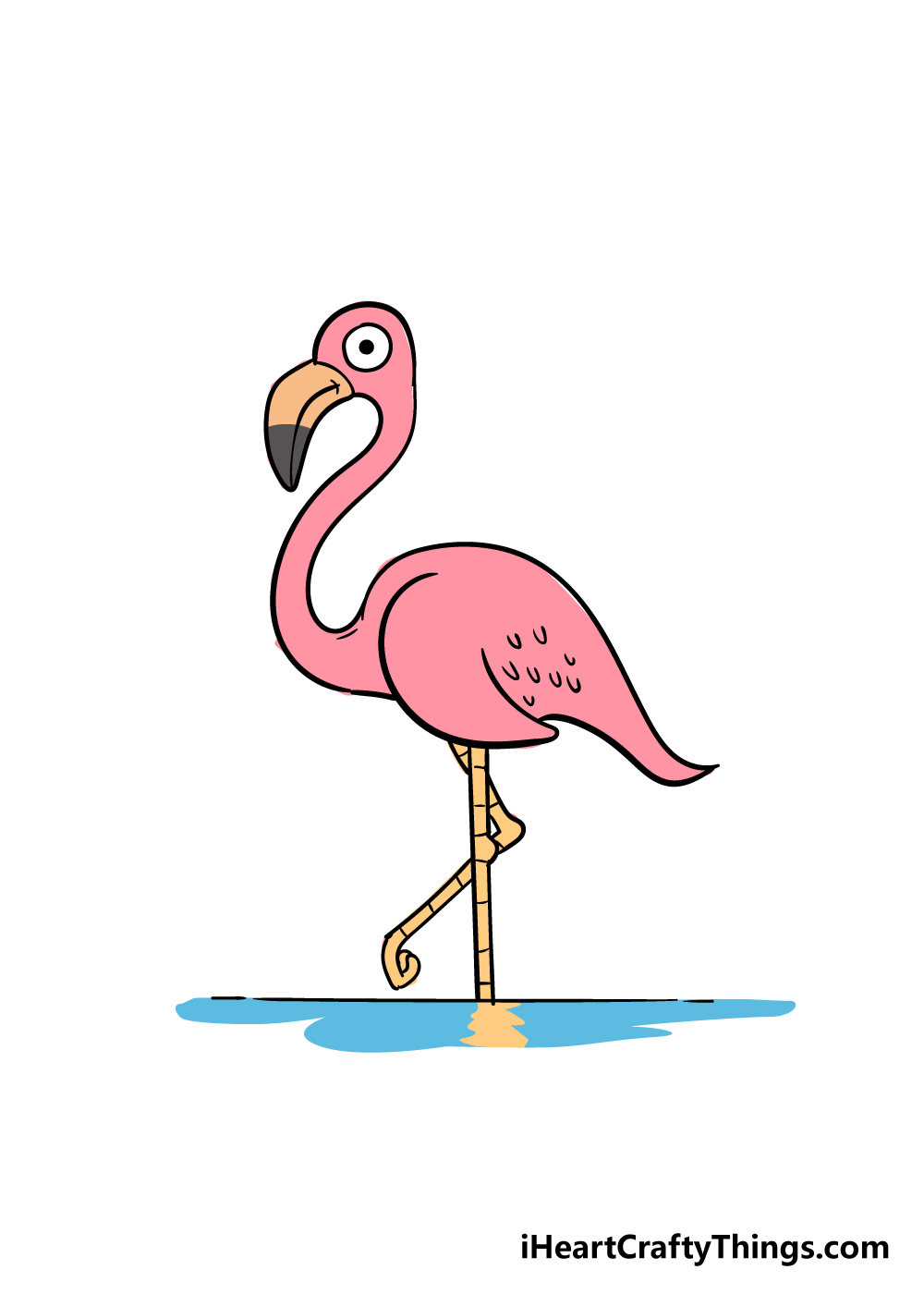 Flamingo cartoon illustration for kids. Flamingo Drawing How To Draw A Flamingo Step By Step
