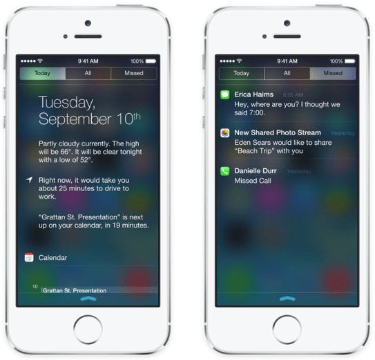 Notification Center iOS 7
