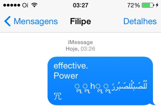 iMessage iOS 8 bug code