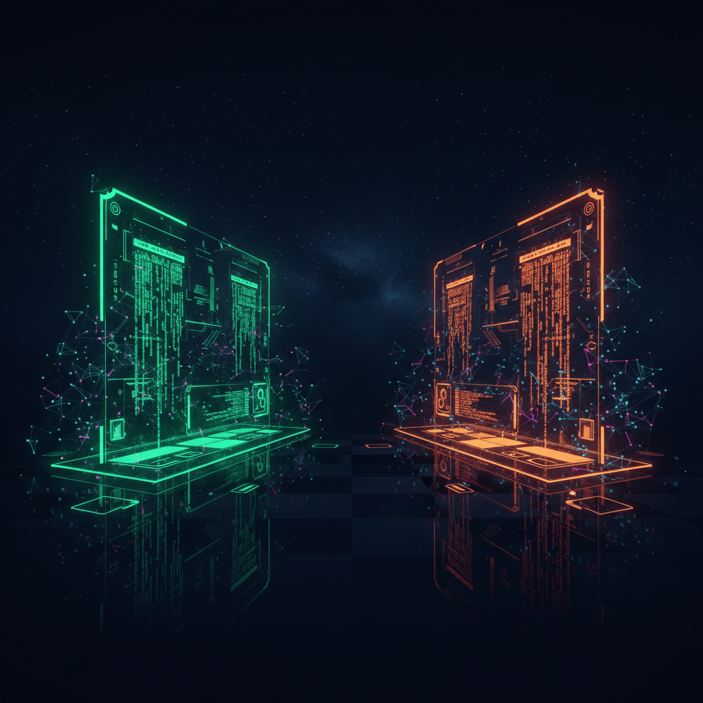 OpenAI Codex AI super app versus Anthropic Claude Code rivalry illustration