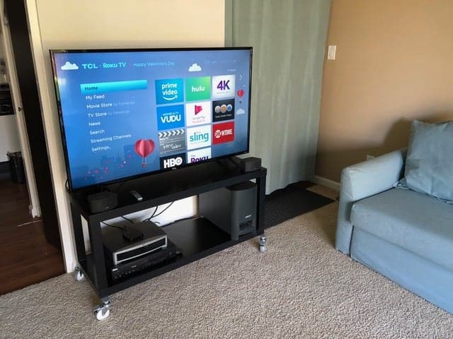 In this video i attached two pieces of ikea besta, and wall mount it to use as a tv stand, which floats on the wall! Rolling Tv Stand For 55 Flat Panel Tv Ikea Hackers
