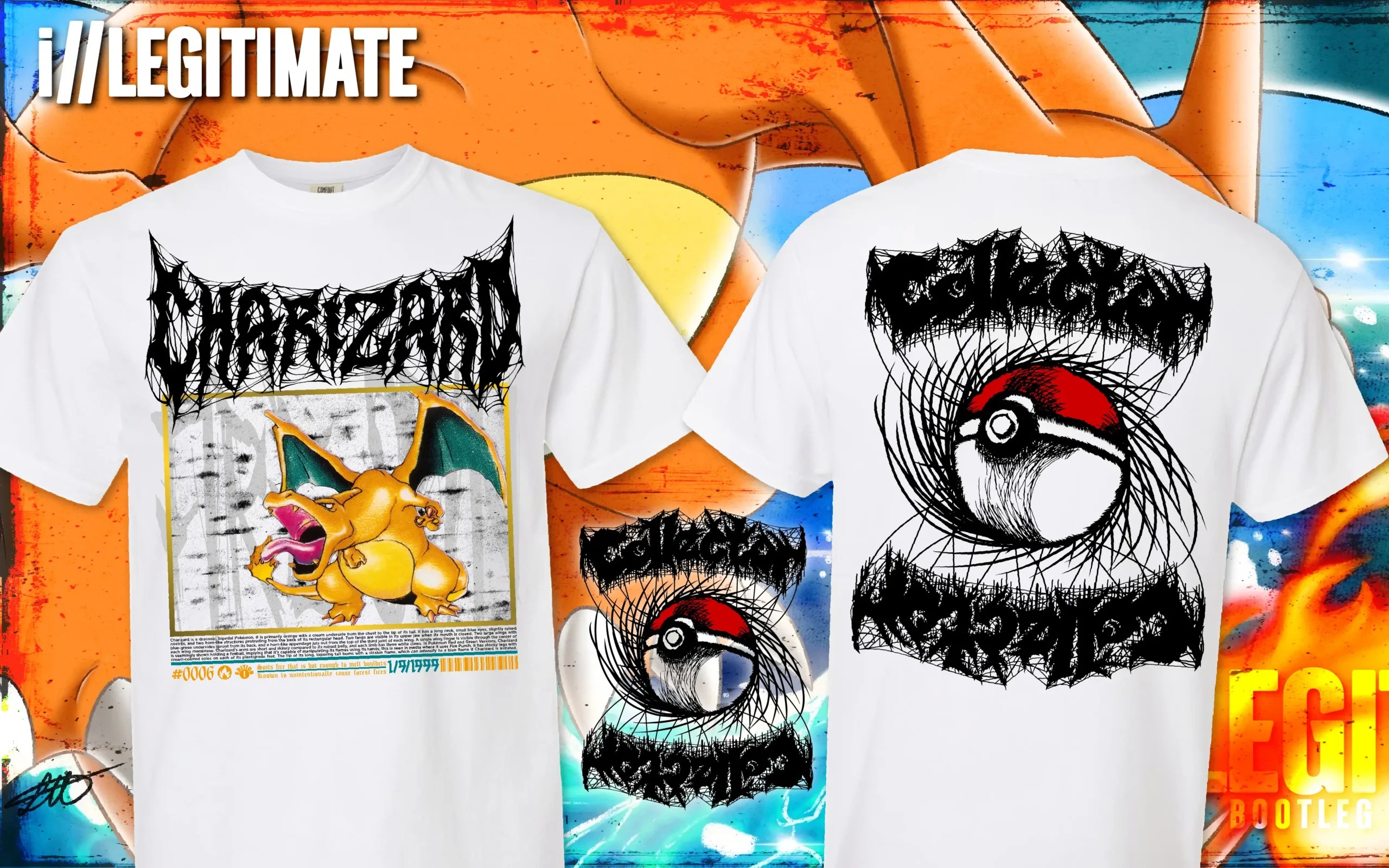 Charizard Death Metal White T-Shirt