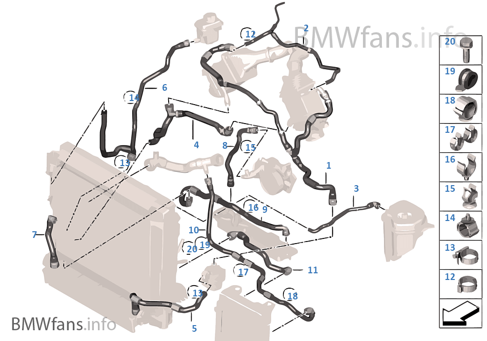 Cooling system coolant hoses