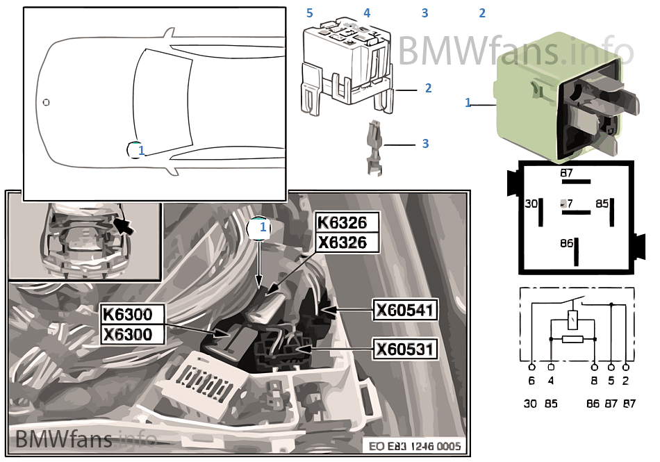 2004 bmw x3 relay location
