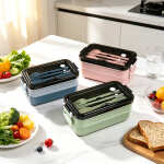 Lunchera Vianda Con Cubiertos Pote Alimentos Dos Pisos - Imagen 7