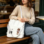 Cartera Bolsa Totebag Moderna Lona Multi Cierres - Pequeña - Imagen 7