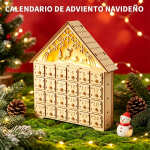 Calendario Adviento Navidad Grande Casita De Madera C/ Luces - Imagen 2