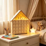 Calendario Adviento Navidad Grande Casita De Madera C/ Luces - Imagen 7