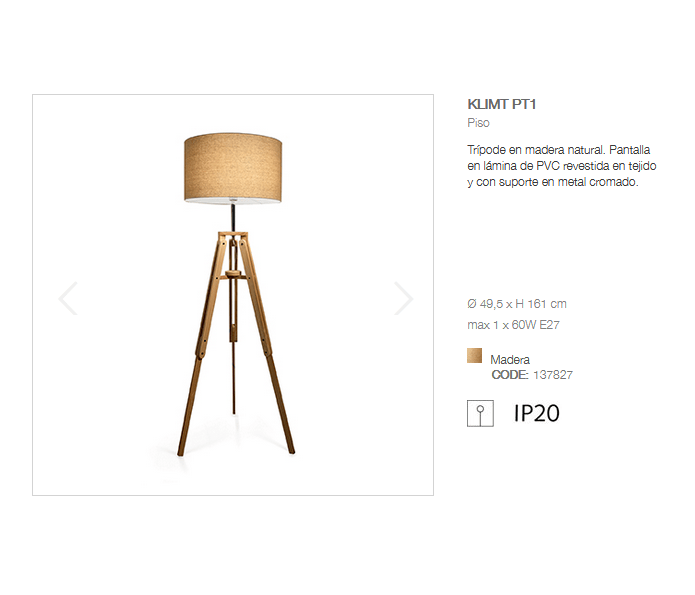 Lampara Pie Salon Madera Con Pantalla Klimt Iluminoteca