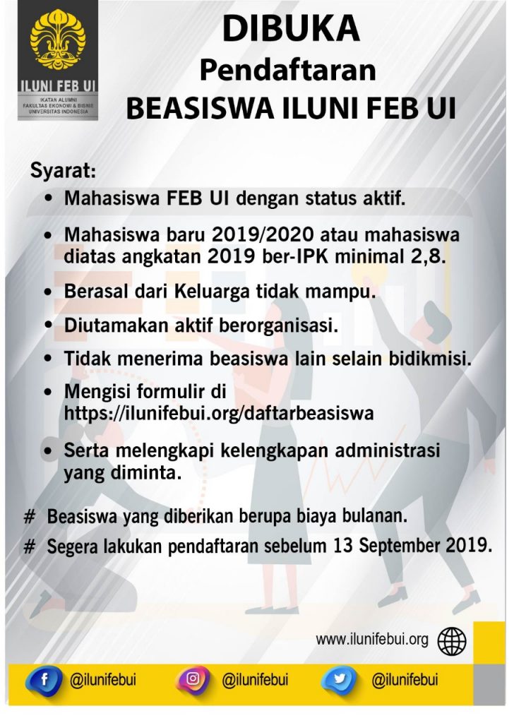 Dibuka Pendaftaran Beasiswa ILUNI FEB UI - ILUNI FEB UI
