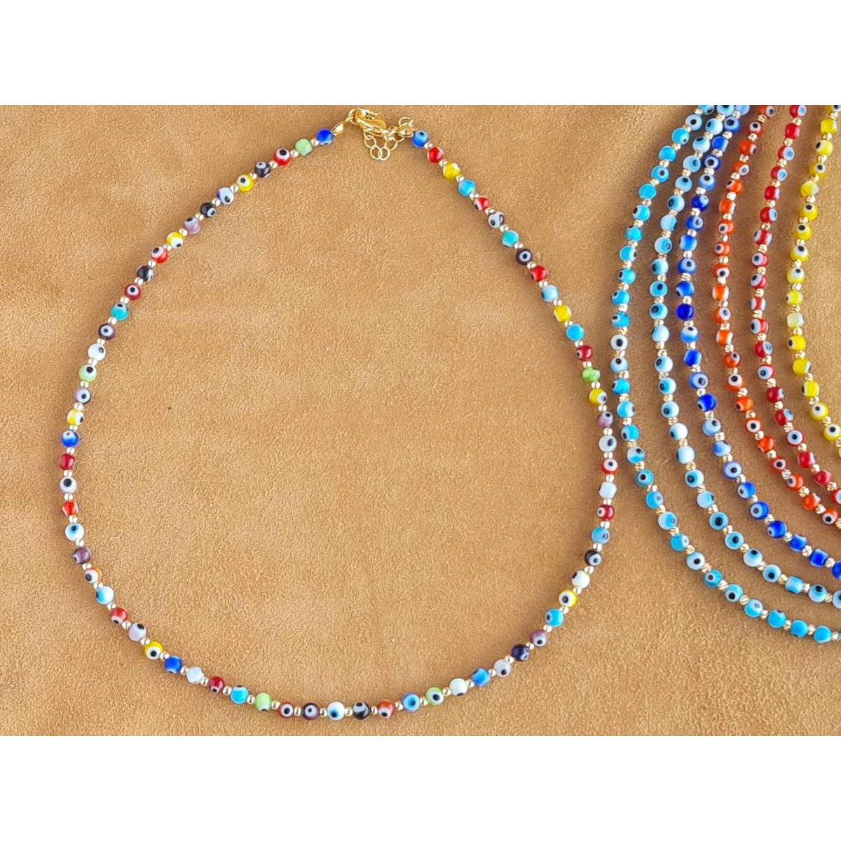 Colorful Beaded Evil Eye necklace