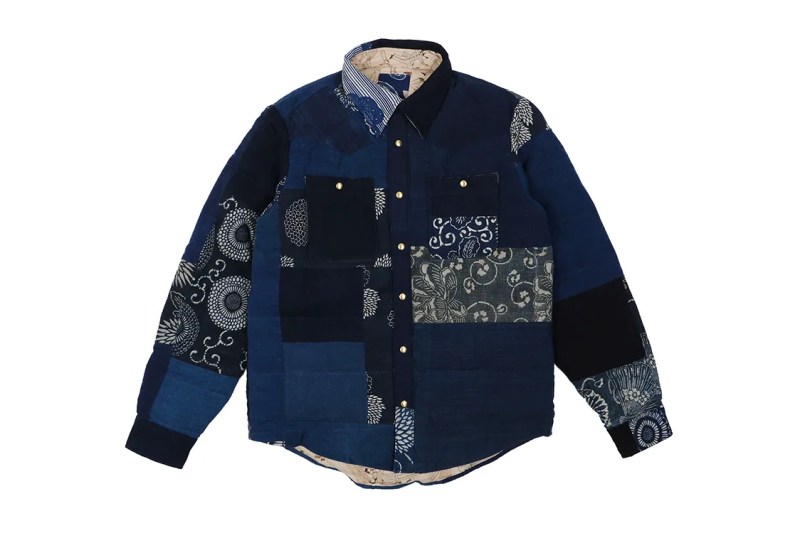 Visvim Indigo Kerchief Patchwork Down Jackets Justin Reed - Elegant Space Illustration - 8K