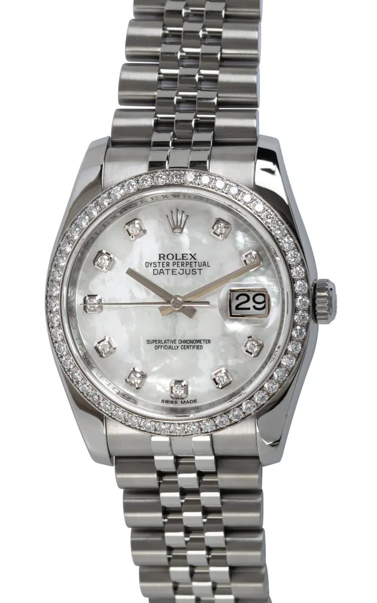 Rolex Datejust 36 116244 G Serial Ca 2009 Diamond Mother Of Pearl Dial On Jubilee Bracelet Used