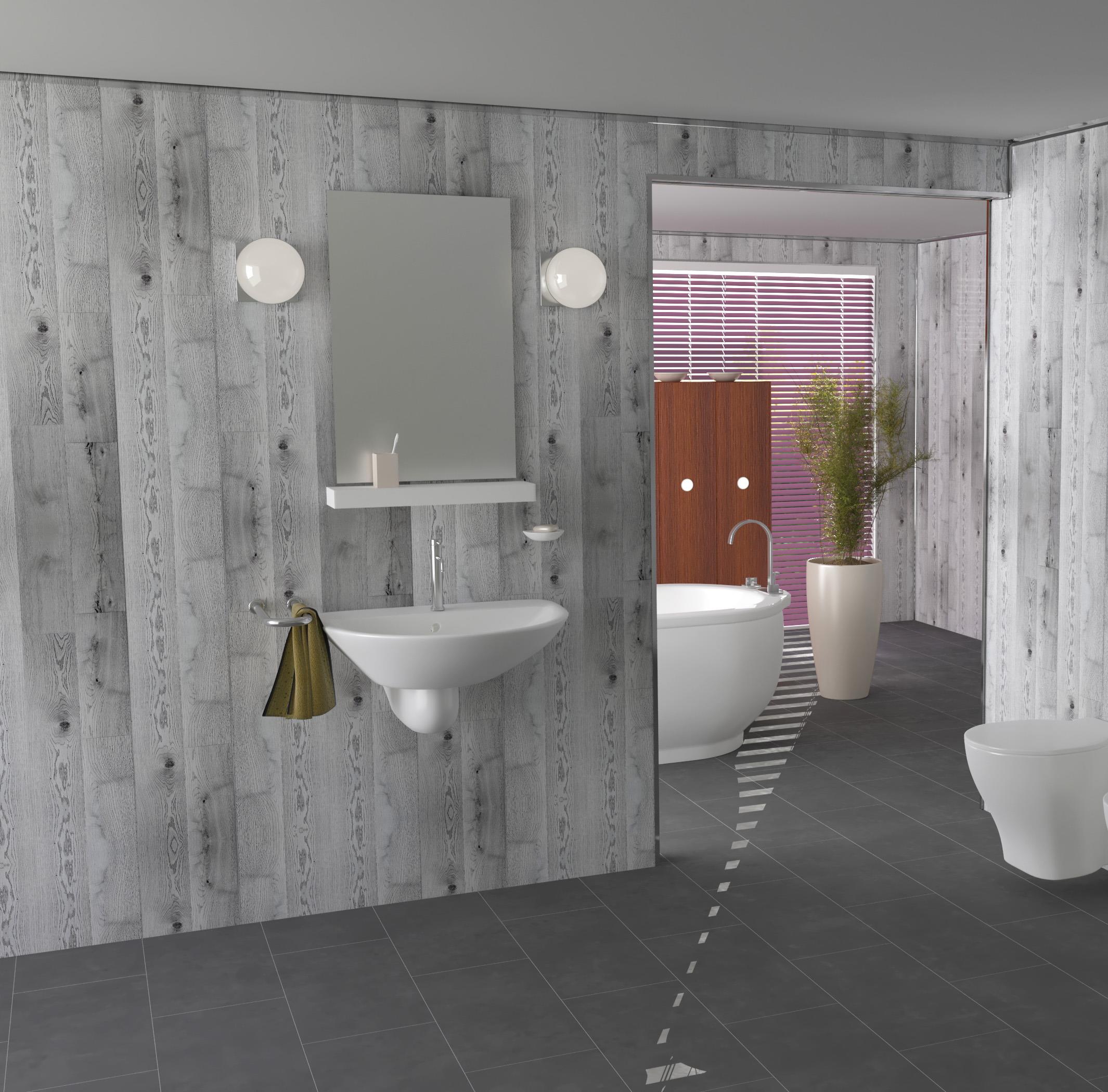 Range of ceiling panels in either 2.6mt or 4 mt lengths. Distressed Oak Grey Bathroom Wall Panels Cladding Shower