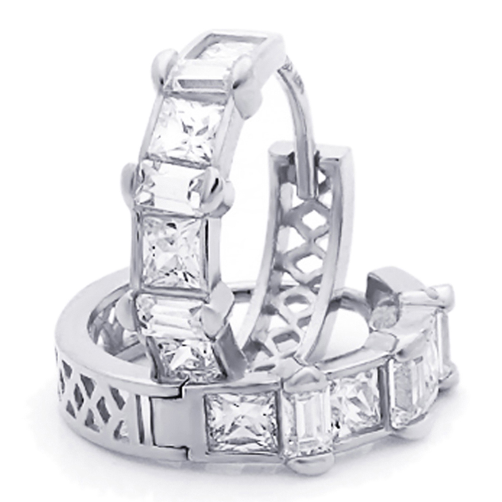 14K White Gold Princess Cubic Zirconia Channel Set 11mm