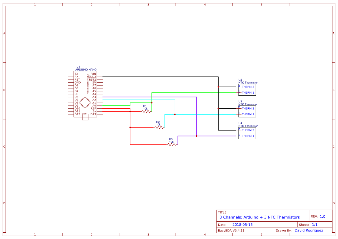 Arduino 3 Ntc Thermistors Easyeda