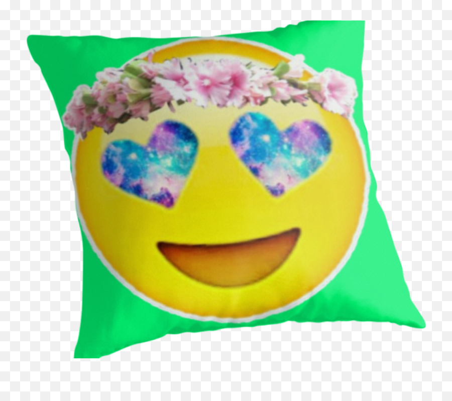 Search more high quality free transparent png images . Download Hd Flower Crown Galaxy Eyes Emoji Throw Pillows By Galaxy Smiley Face Emoji Flower Crown Emoji Free Transparent Emoji Emojipng Com