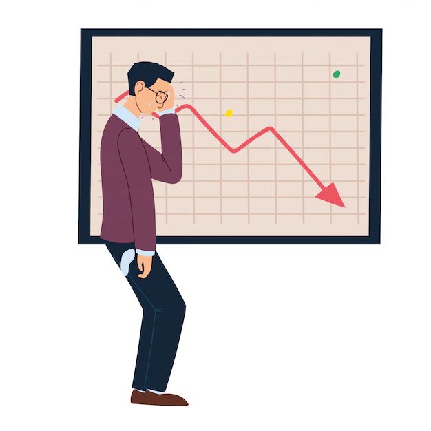 Businessman With Headache And Decrease Arrow Vector Image - High Quality Nature Photo - Retina