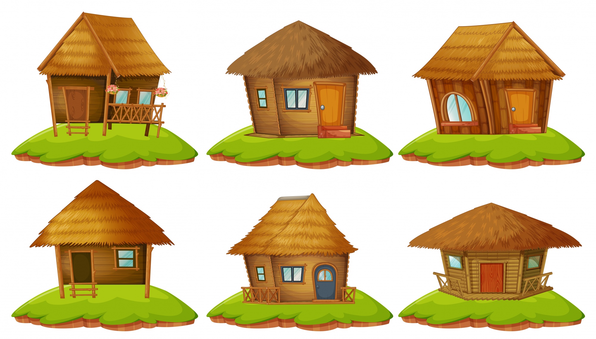 Diferentes Disenos De Cabanas De Madera Vector Premium