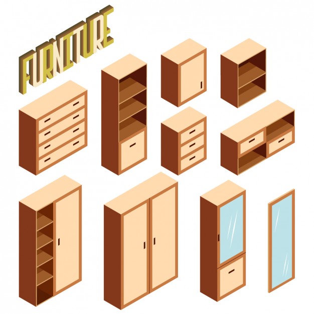 Diseno De Muebles En Perspectiva Vector Gratis