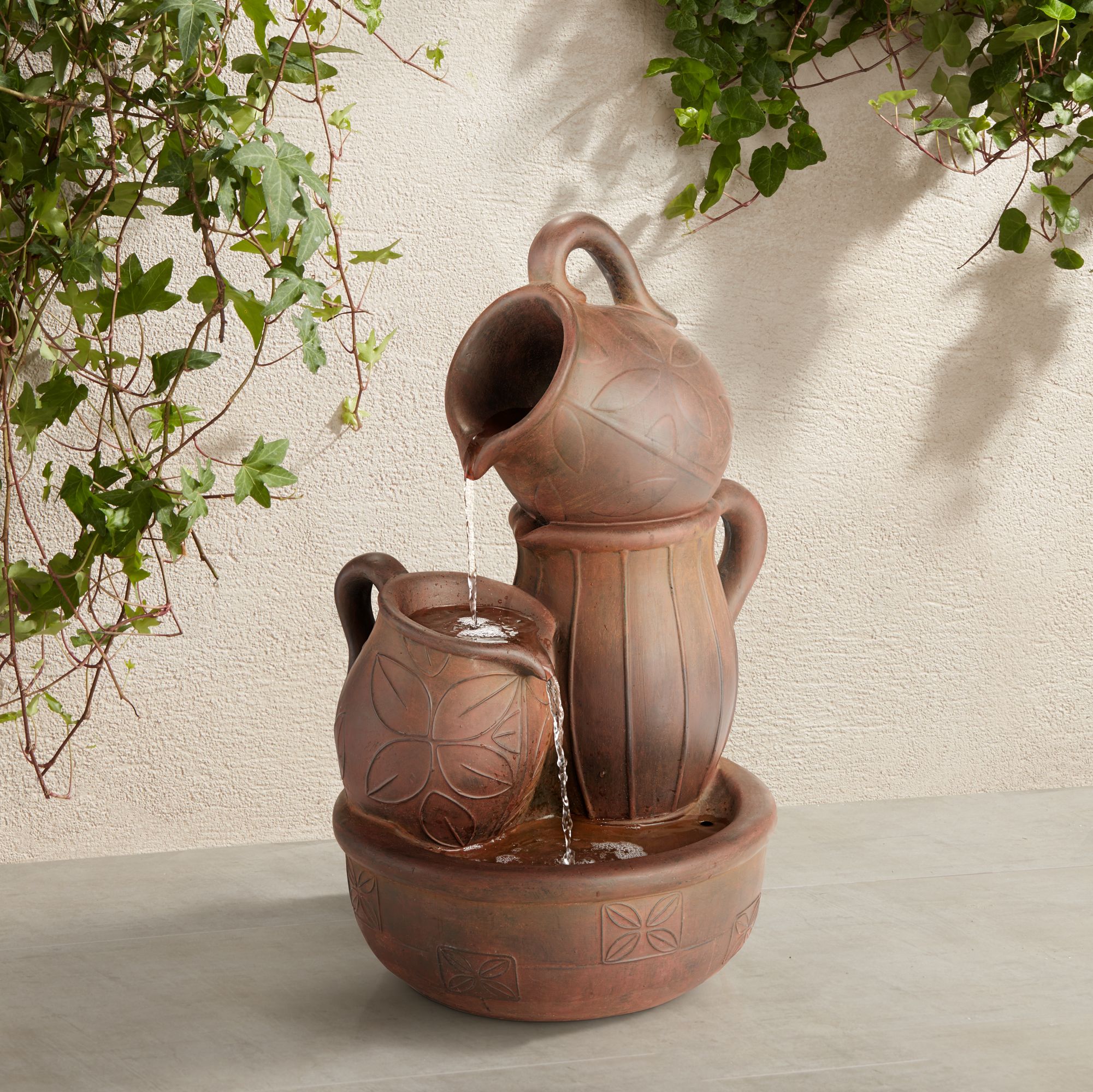 water jug 24" high rust indoor/outdoor fountain 17w11 lamps plus on outdoor jug water fountains