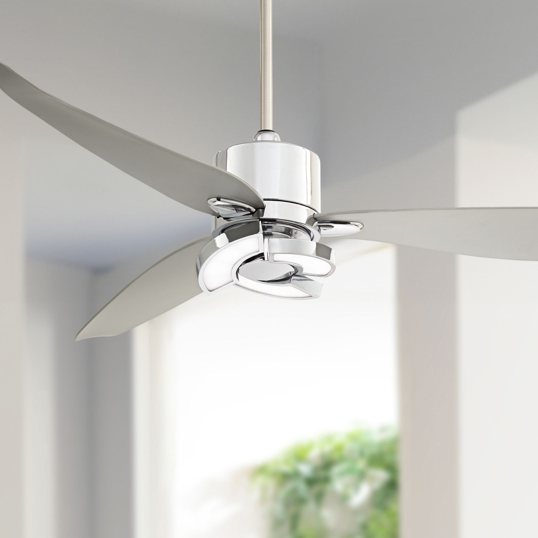 The best outdoor ceiling fans have the damp or wet rating you need while providing enough airflow to keep your space cool life we only recommend products we love and that we think you will, too. 56" Vengeance LED Chrome Ceiling Fan - #7D209 | Lamps Plus