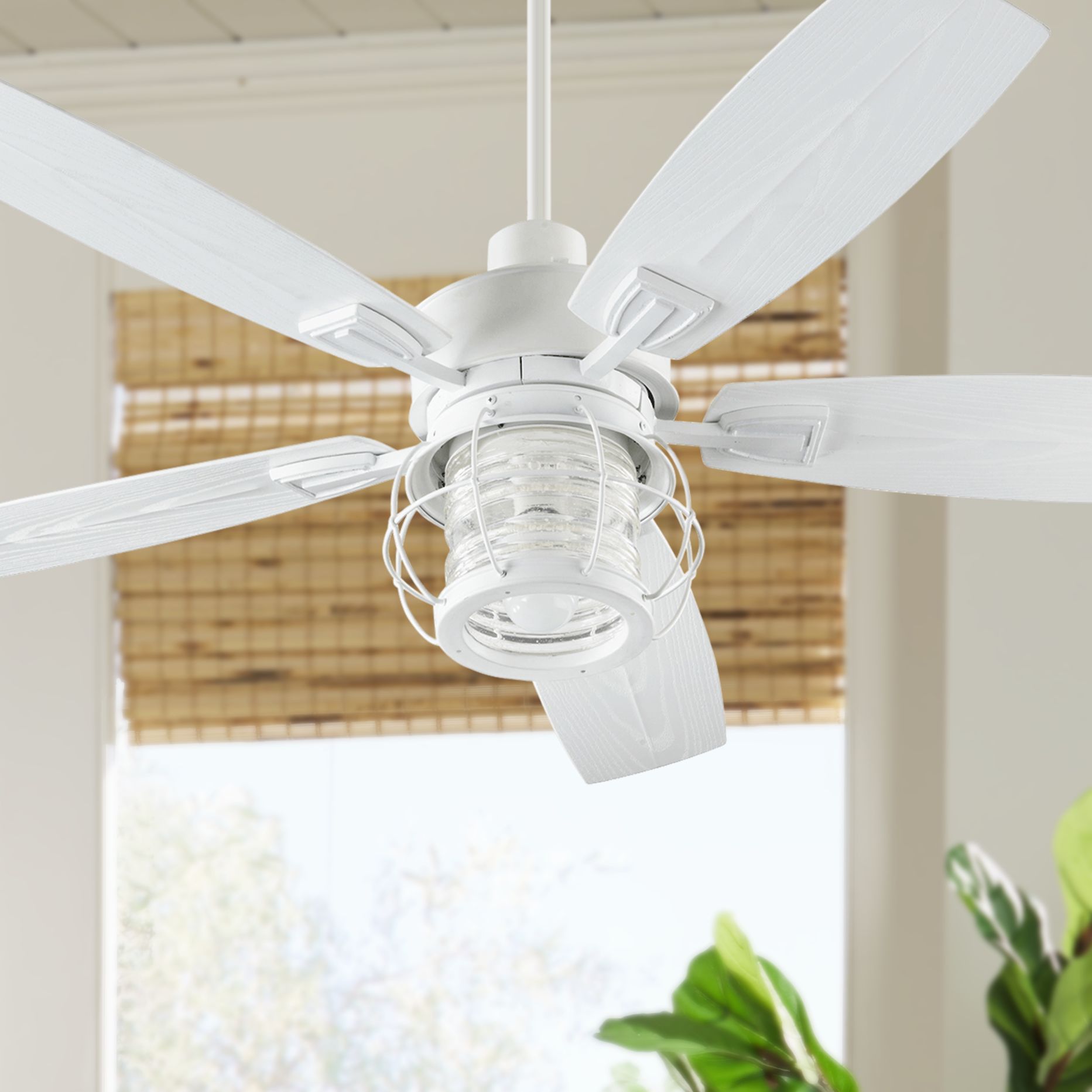 52" quorum galveston studio white led patio ceiling fan