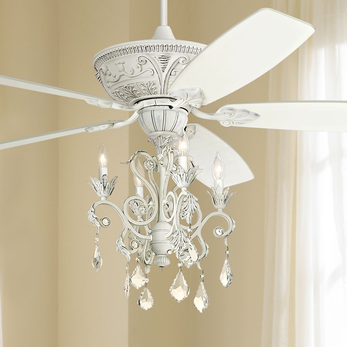 The big trend in ceiling fans is . 60" Casa Montego Rubbed White Chandelier Ceiling Fan - #