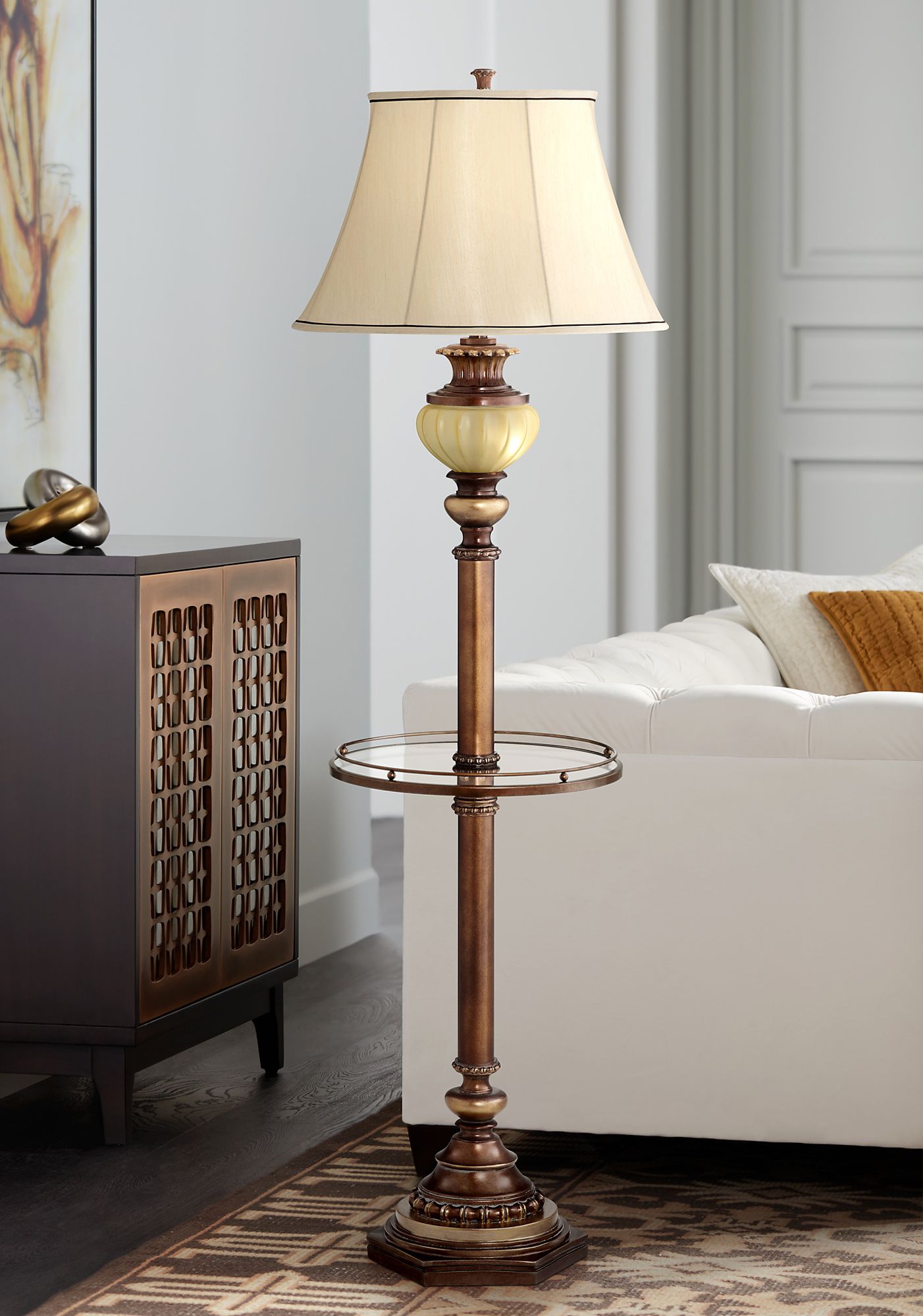 Find lighting you love at hayneedle, . Kathy Ireland 65" High Night Light Glass Tray Floor Lamp