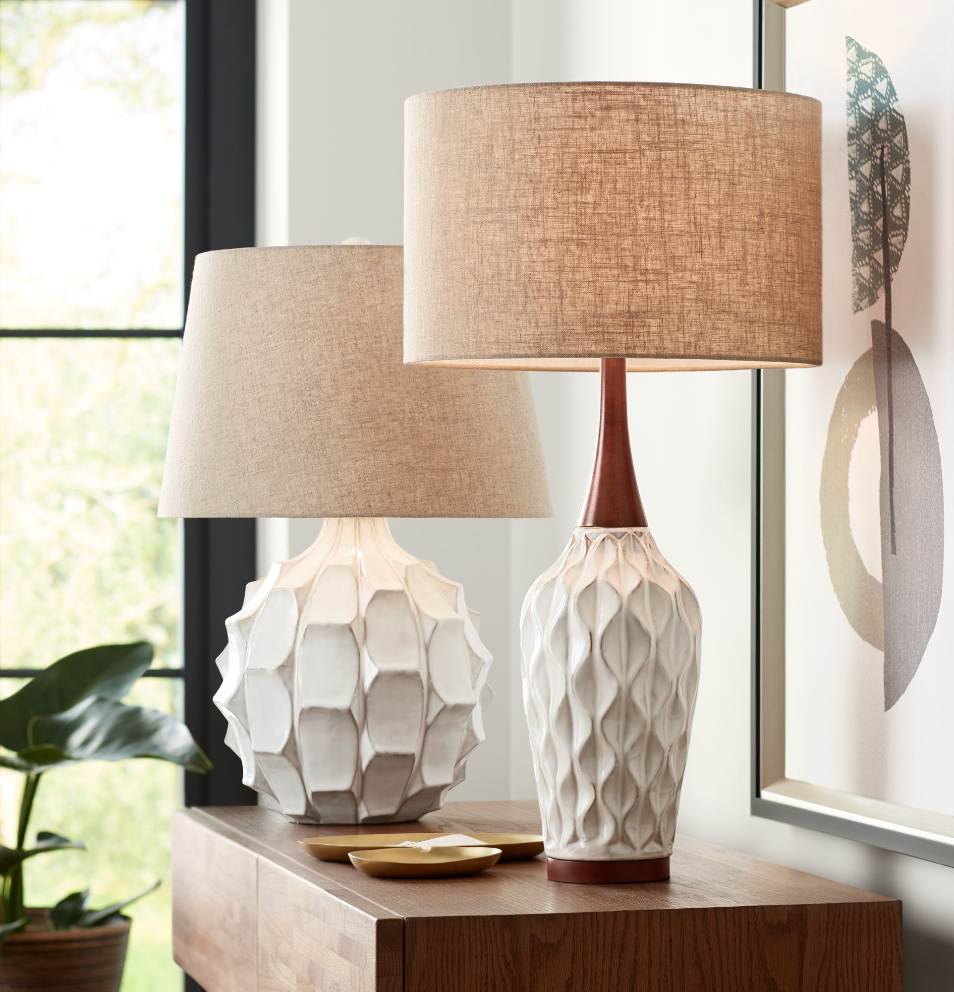 Rocco 30 High Mid Century Modern White Ceramic Table Lamp 9h565 Lamps Plus