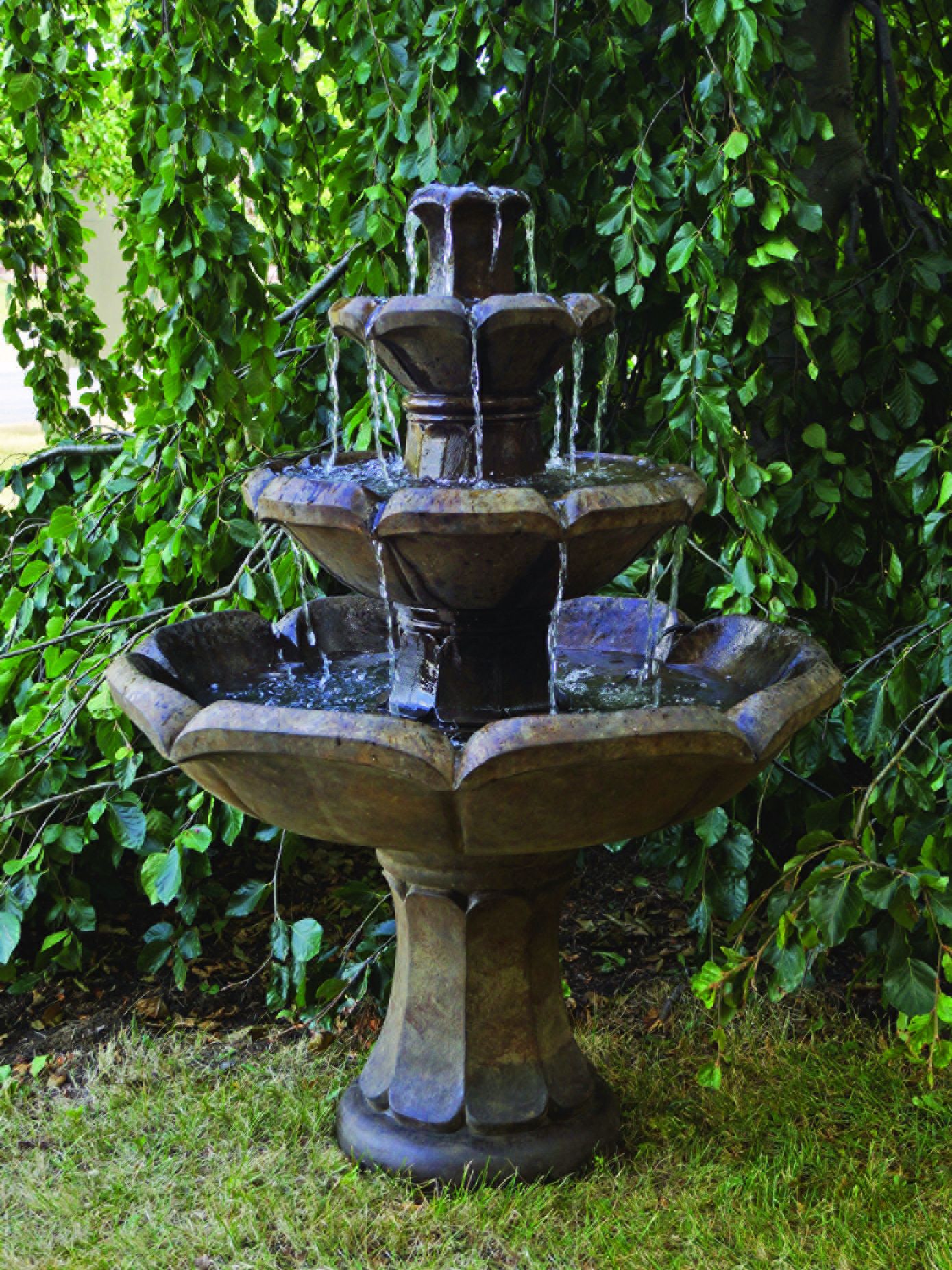 henri studio montreux 48" cast stone 3tier garden fountain 2h113 on henri studio montreux 2 tier outdoor floor fountain