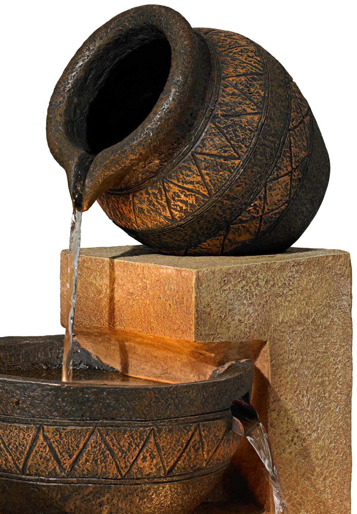 stoneware bowl and jar indooroutdoor 46" h. led fountain v7841 on stoneware bowl and jar indoor outdoor fountain