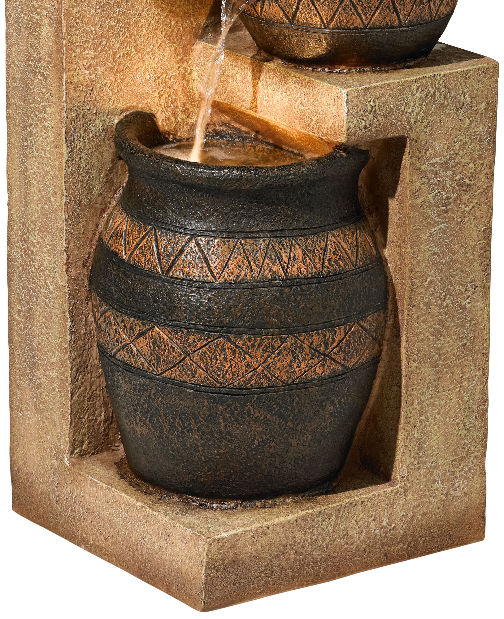 stoneware bowl and jar indooroutdoor 46" h. led fountain v7841 on stoneware bowl and jar indoor outdoor fountain