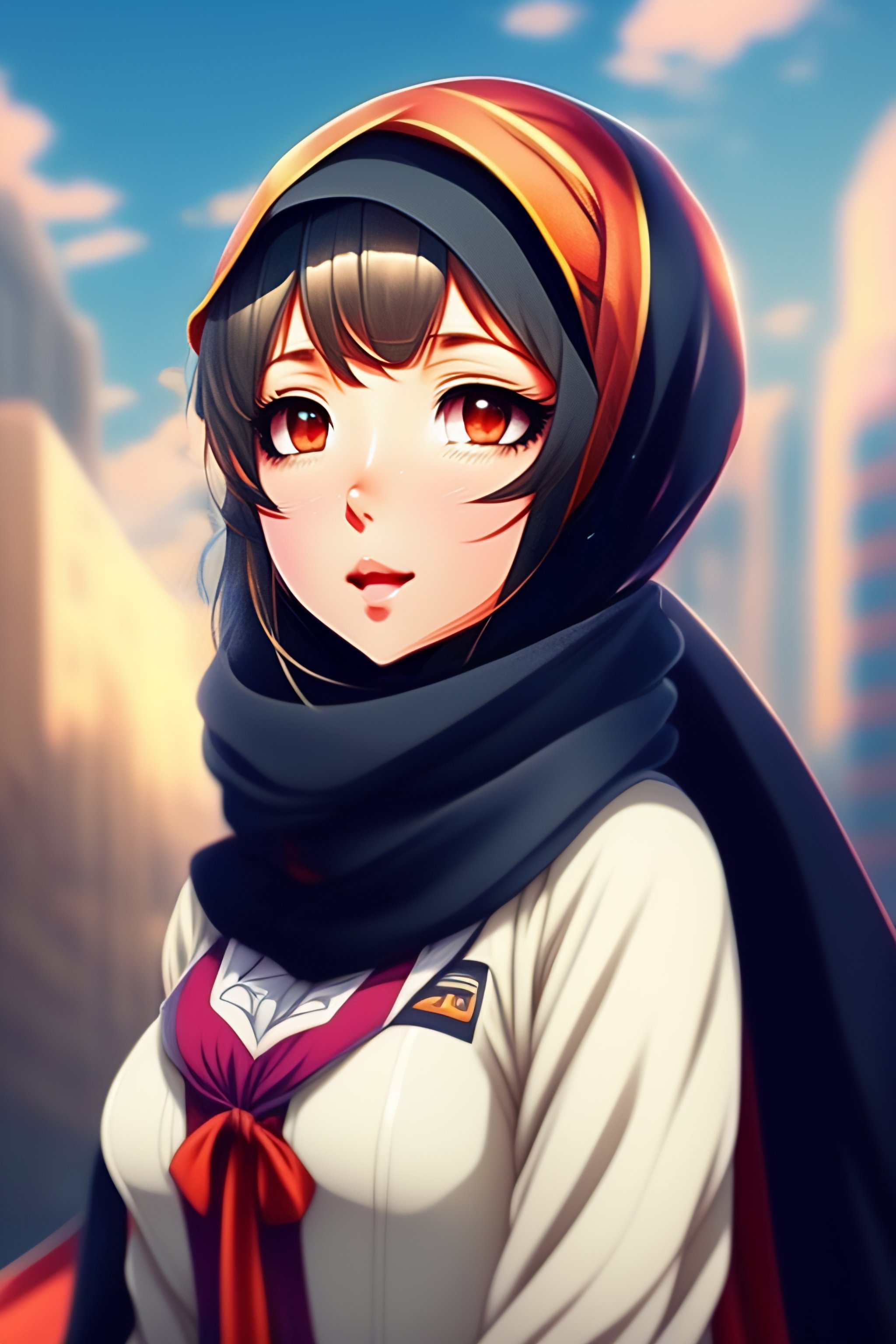 Lexica - Cute anime girl wearing hijab