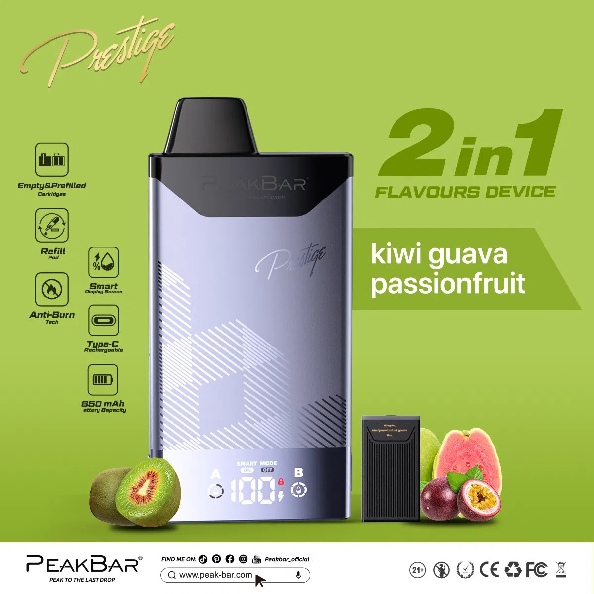 Efficient Refillable Pod Mod with LED Display and Features