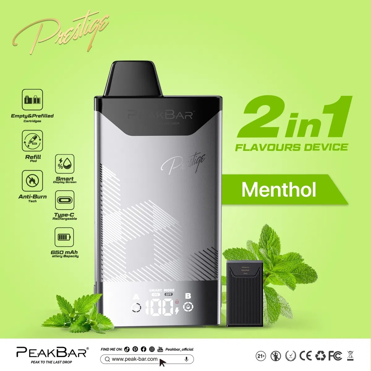 Efficient Refillable Pod Mod with LED Display and Features