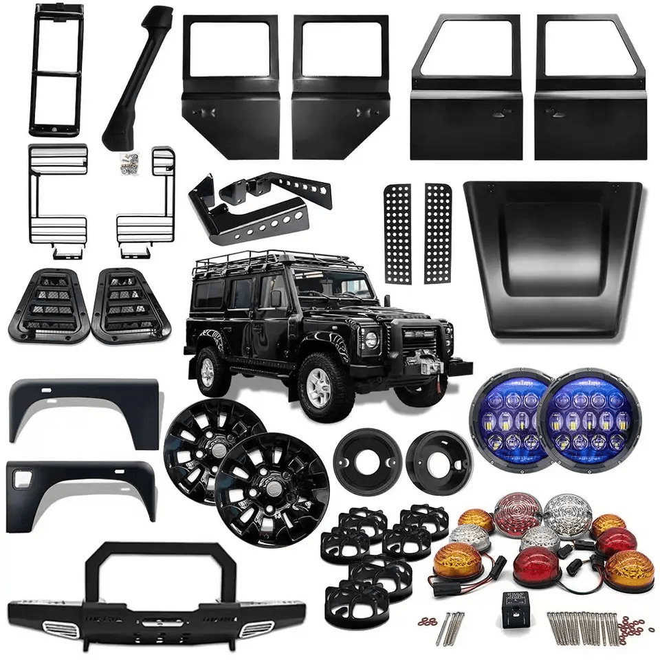 10PCS Multi Front Rear Fog Lamp Reverse Light Complete Upgrade Kit 7inch LED Headlight for Land Rover Defender 1990-2016