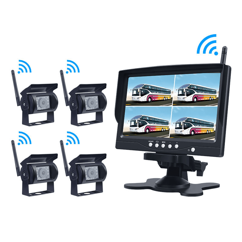 4CH Reverse Backup Vehicle 2.4G Rearview Car Monitor Rear View Dash Board System Reversing Kit Wireless Parking HD Rearview Came
