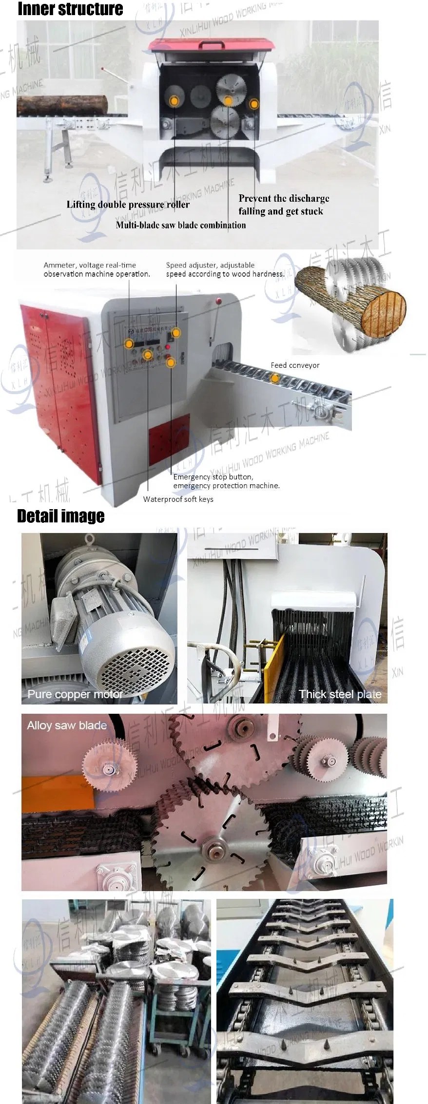 Factory Direct Supply Round Log Saw Wood Cutting Machine Multi Rip Saw Machine In India Heavy Duty Rounding Log Multi Rip Saw Machine China Factory Direct Supply Round Log Saw Saw