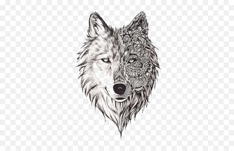 Mandala Wolf Tattoo - Transparent Background Wolf Tattoo Png,Face Tattoo Png - Free Transparent Png Images - Pngaaa.com 580_x_900_png
